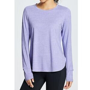 New BALEAF Women's Purple Heather Long Sleeves UPF 50+ Running Tshirt Size M